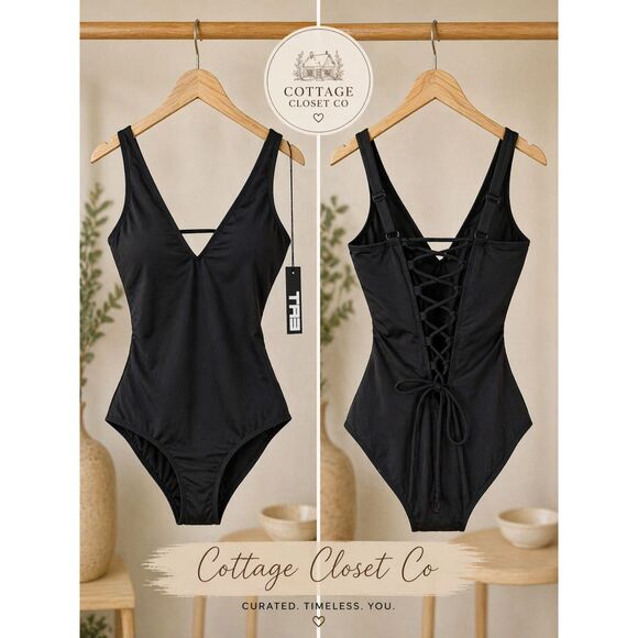 Ta3 Other - TA3 Plungey Black Corset Back Sculpting One Piece Swimsuit XS Reg/Long NWT